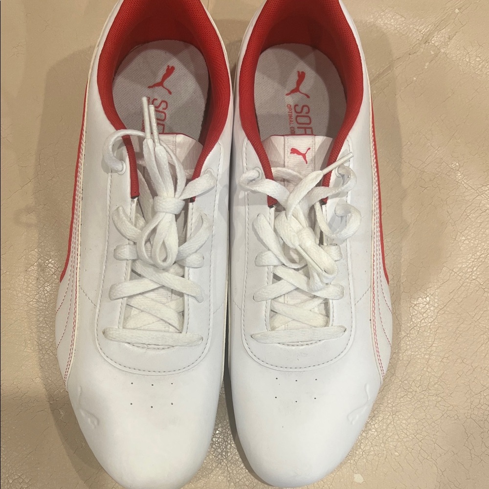 PUMA Scuderia Ferrari Neo Cat Lace Up Mens White Sneakers Casual Shoes